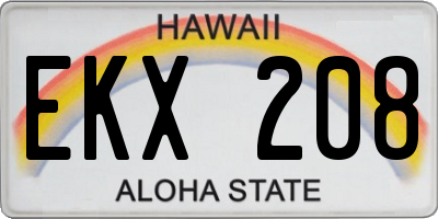 HI license plate EKX208