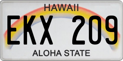 HI license plate EKX209