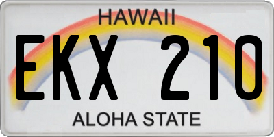 HI license plate EKX210