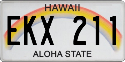 HI license plate EKX211