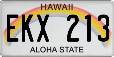 HI license plate EKX213