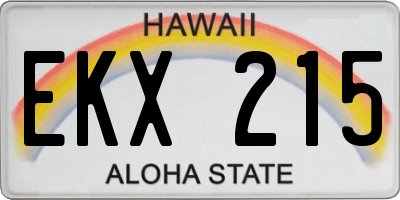 HI license plate EKX215