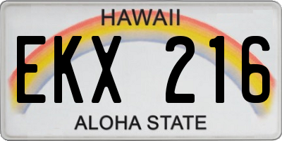 HI license plate EKX216