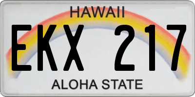 HI license plate EKX217