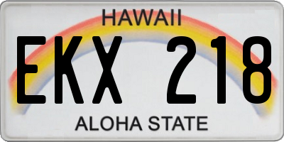 HI license plate EKX218