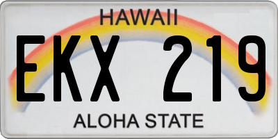 HI license plate EKX219