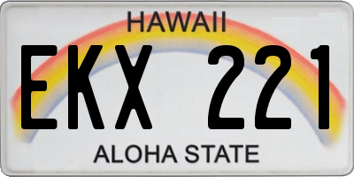 HI license plate EKX221