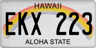 HI license plate EKX223