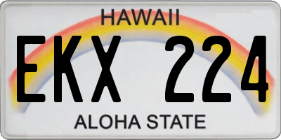 HI license plate EKX224