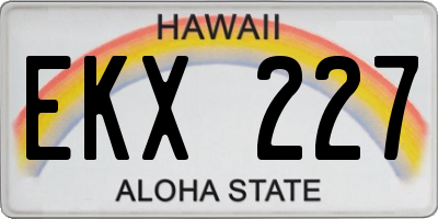 HI license plate EKX227