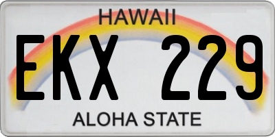 HI license plate EKX229
