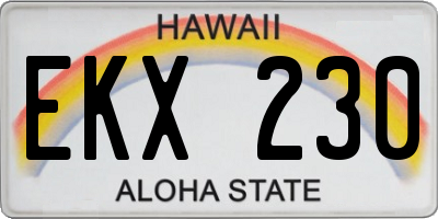 HI license plate EKX230