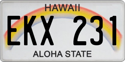 HI license plate EKX231