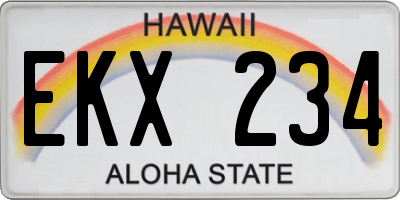 HI license plate EKX234