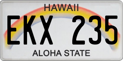 HI license plate EKX235