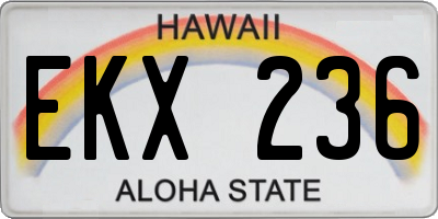 HI license plate EKX236