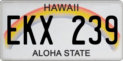 HI license plate EKX239
