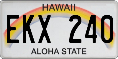 HI license plate EKX240