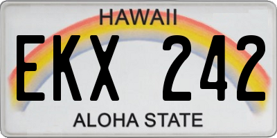 HI license plate EKX242