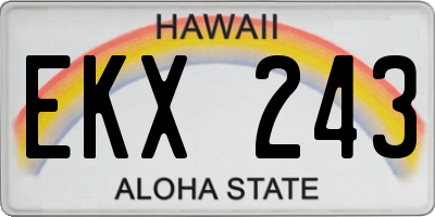 HI license plate EKX243