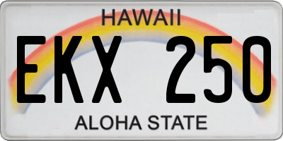 HI license plate EKX250