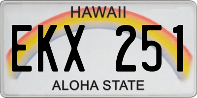 HI license plate EKX251