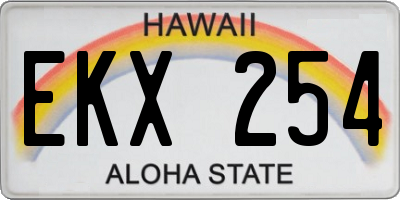 HI license plate EKX254