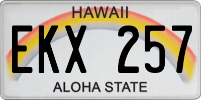 HI license plate EKX257