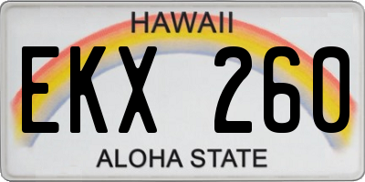 HI license plate EKX260