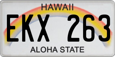 HI license plate EKX263