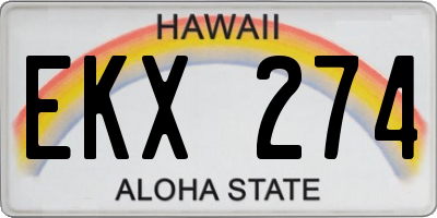 HI license plate EKX274
