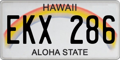 HI license plate EKX286