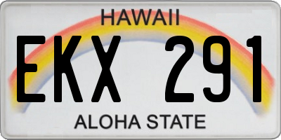 HI license plate EKX291