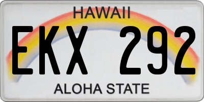 HI license plate EKX292