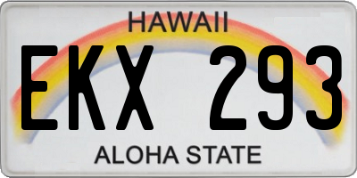 HI license plate EKX293