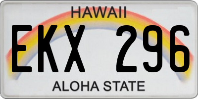 HI license plate EKX296