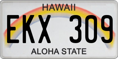 HI license plate EKX309