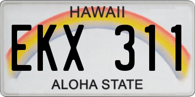 HI license plate EKX311