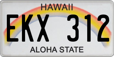 HI license plate EKX312