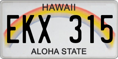 HI license plate EKX315