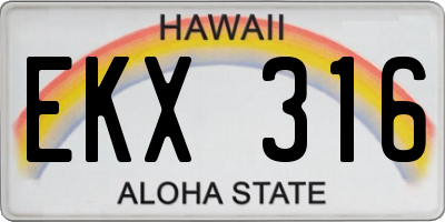 HI license plate EKX316