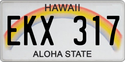 HI license plate EKX317