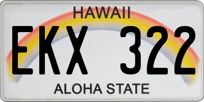 HI license plate EKX322
