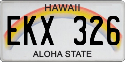 HI license plate EKX326
