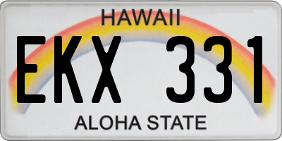 HI license plate EKX331