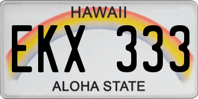HI license plate EKX333