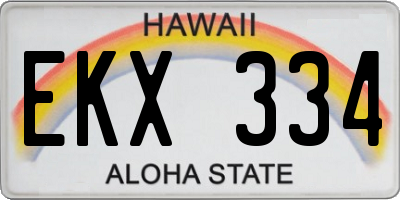 HI license plate EKX334