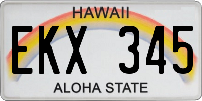 HI license plate EKX345