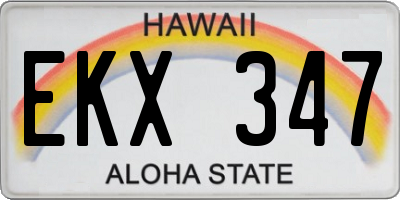 HI license plate EKX347