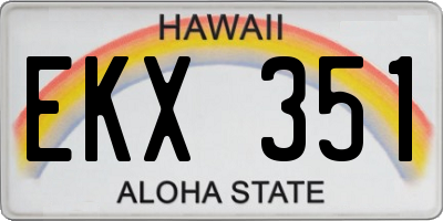 HI license plate EKX351